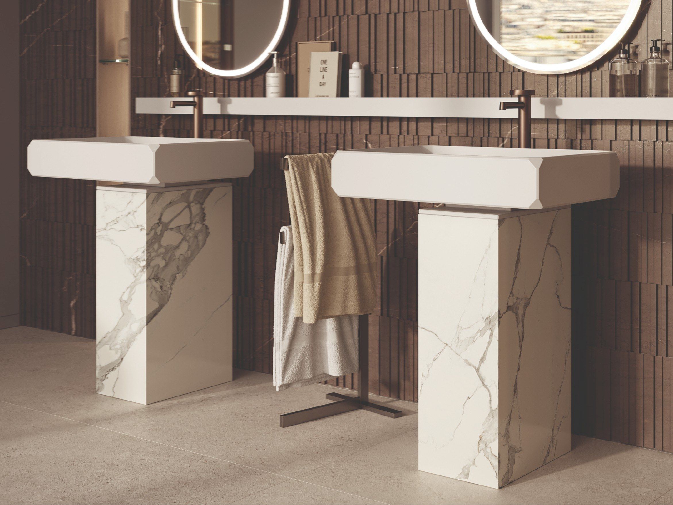 TOWER KEPLERO by MOMA Design - Lavabo freestanding in Solid Surface