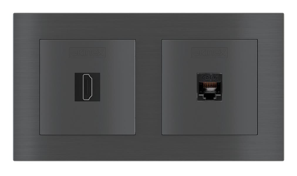 KEYSTONE | Presa elettrica doppia by EKINEX - Presa internet doppia a 2 moduli - 2