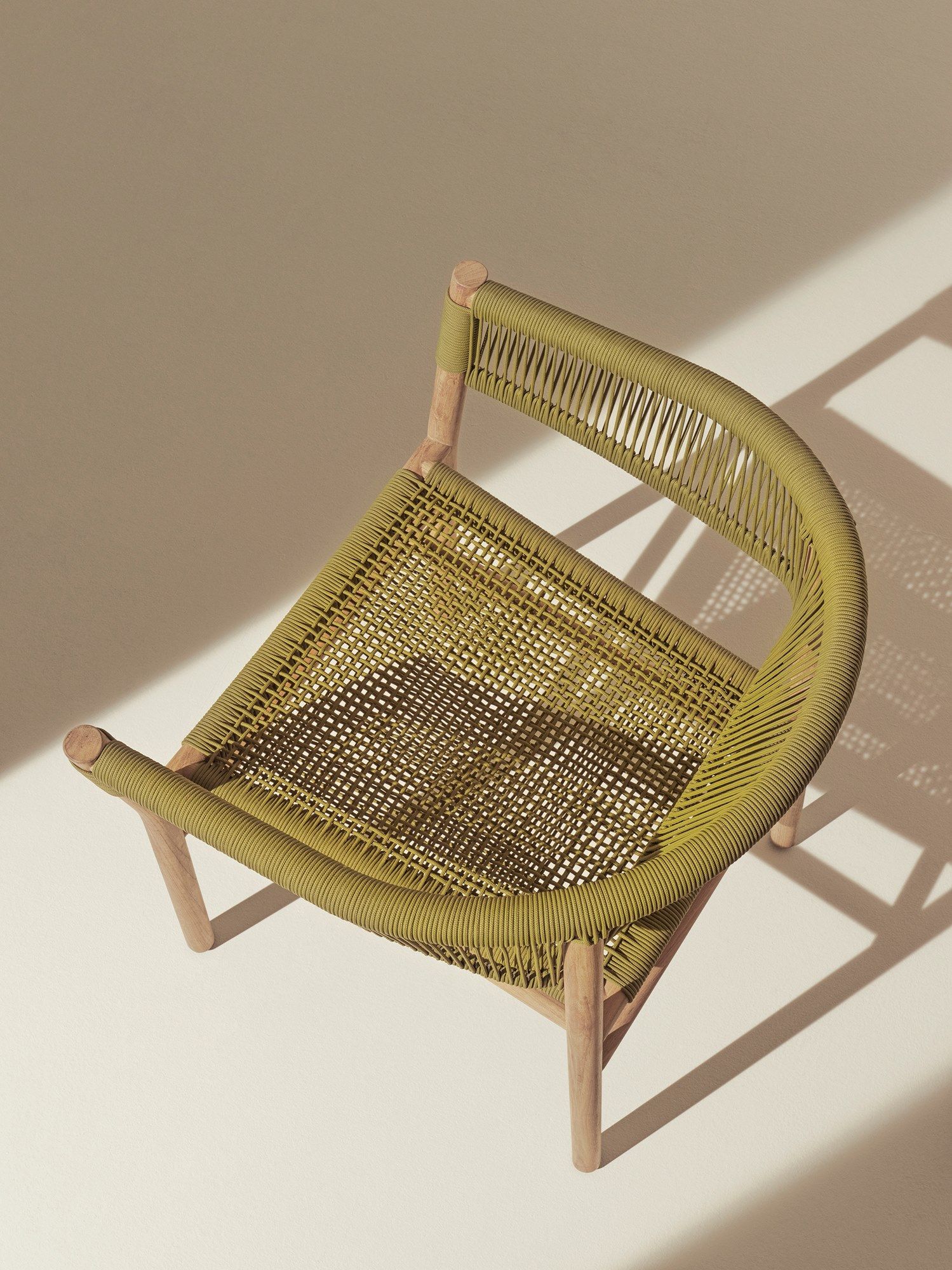 KILT Stackable rope and teak garden chair By Ethimo design Marcello