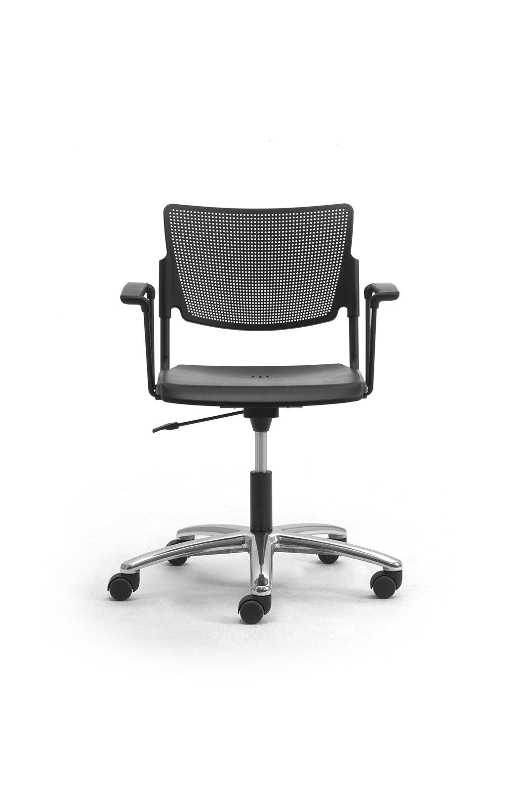 LAMIA Polypropylene office chair with armrests with 5Spoke base By Leyform design Angelo Pinaffo