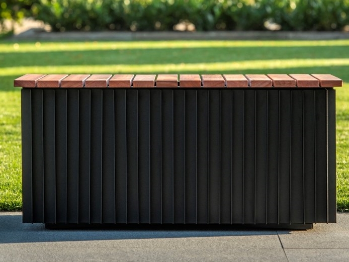 LINARTE Modular garden bench in wood and aluminum By RENSON