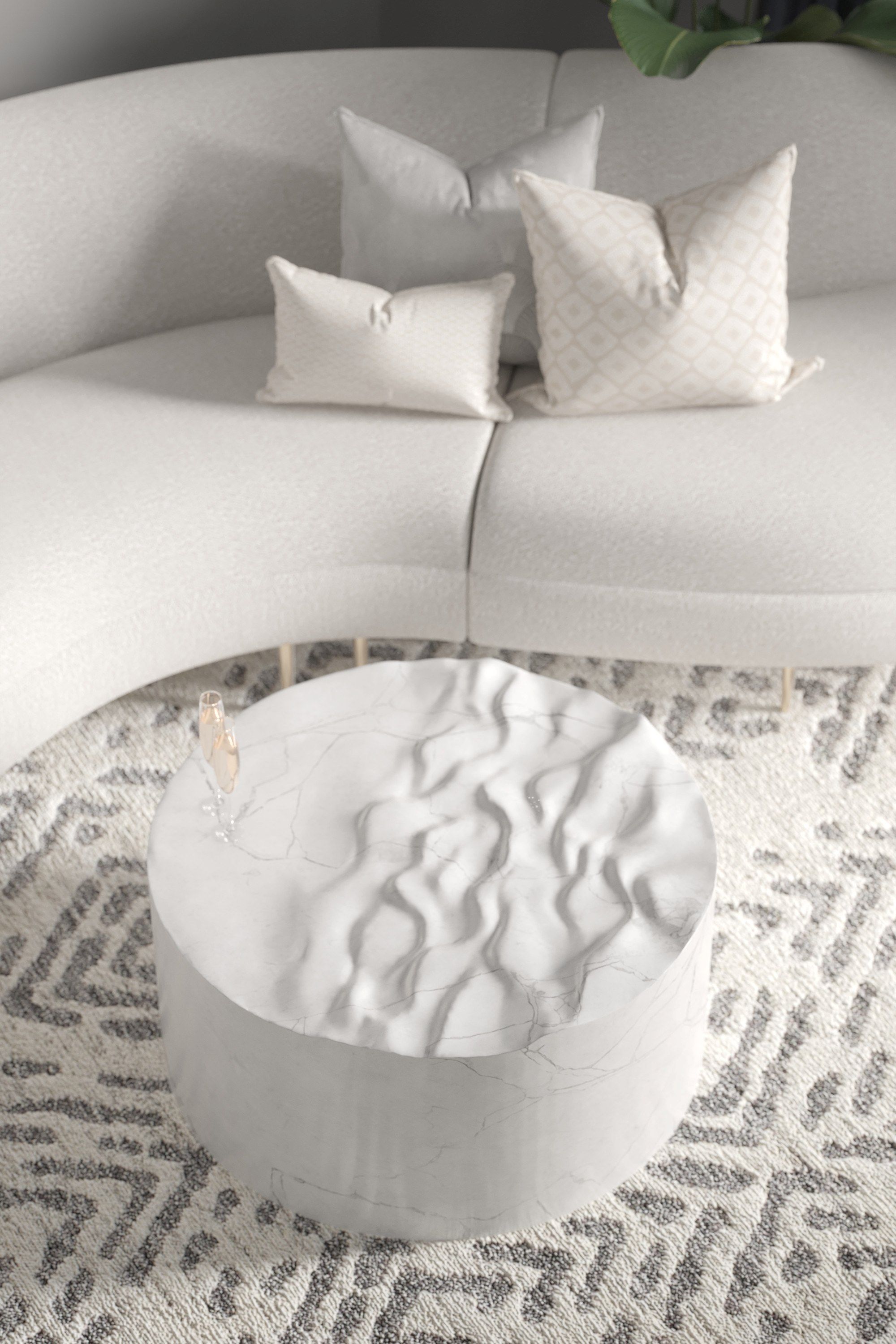 Low round coffee table 'LIQUID WEAVES' TABLE IN MARBLE By Valsecchi Marmi