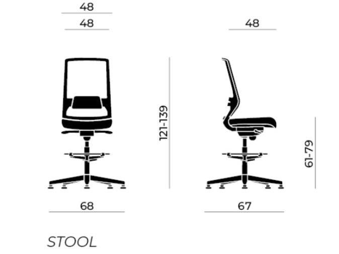 LOGICA Swivel office stool with 5Spoke base with footrest By Nahu