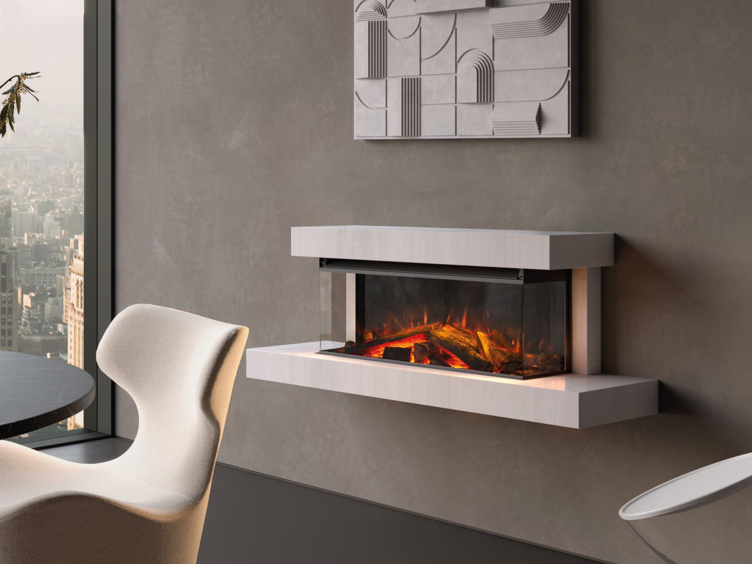 LUMEN 870 CON CORNICE by La Nordica-Extraflame - Caminetto elettrico incassato a tripla facciata con cornice
