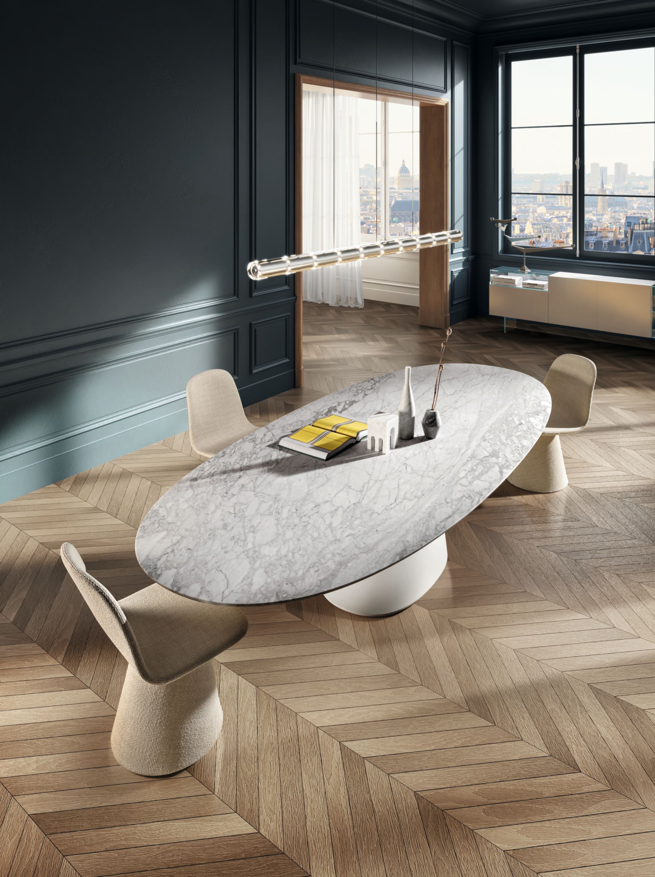 CHAPEAU 2887M by Lago - Tavolo ovale da pranzo in marmo - 2