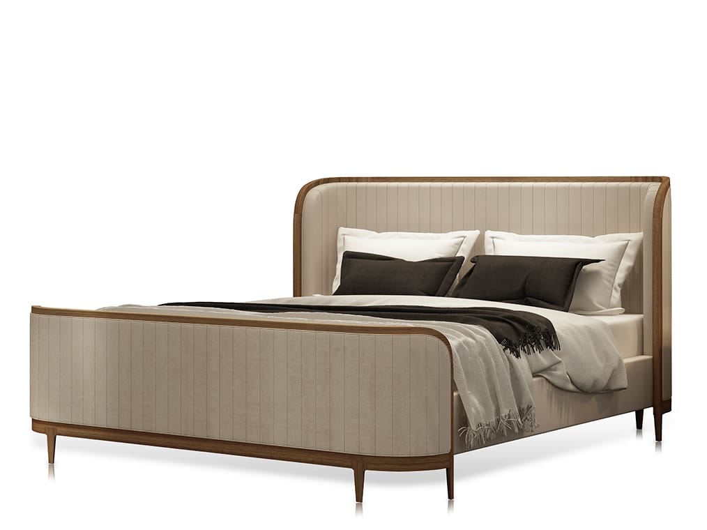 MANHATTAN Leather double bed with upholstered headboard By Mobi