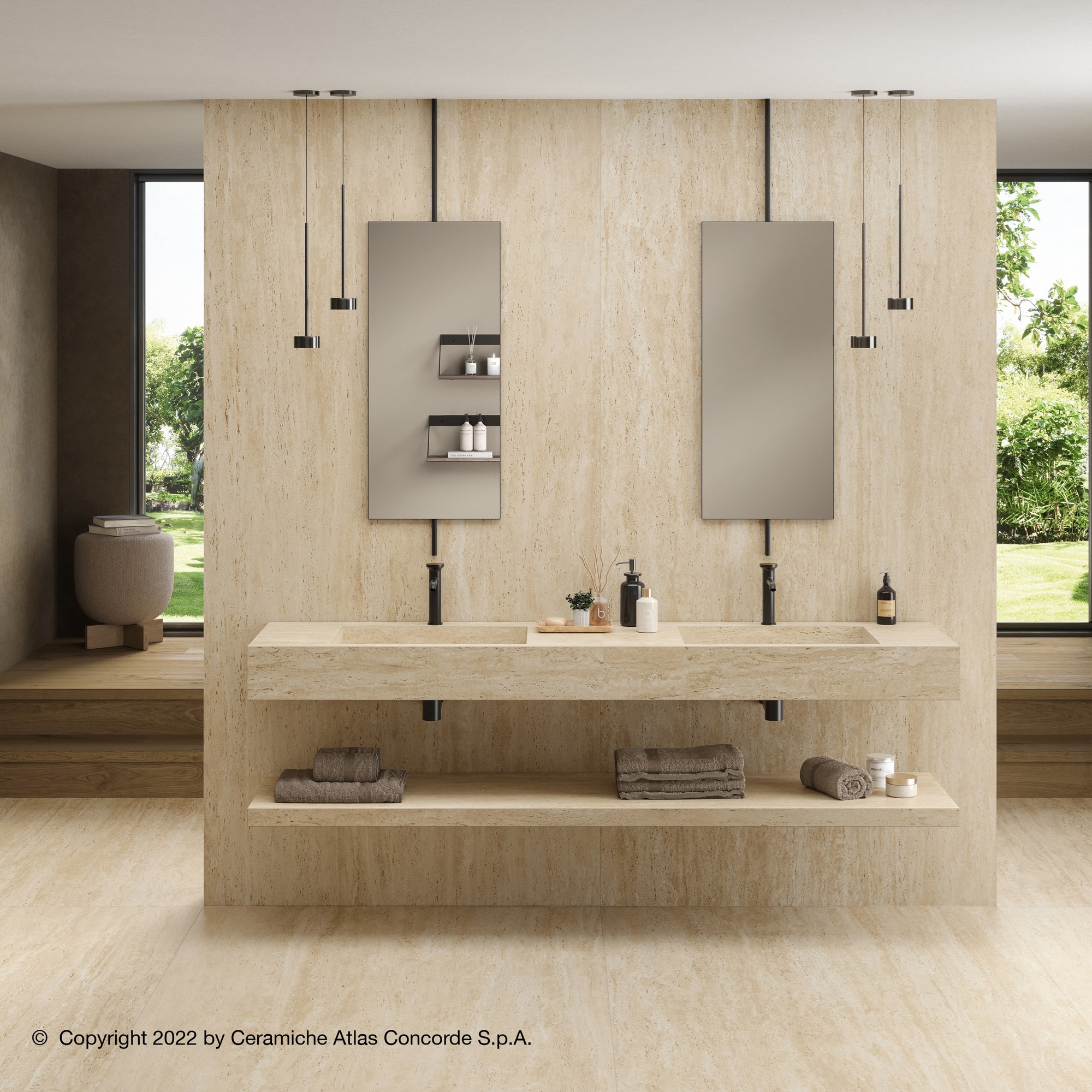 Marvel Travertine Vein Stone Effect Porcelain Wall and Floor Tile
