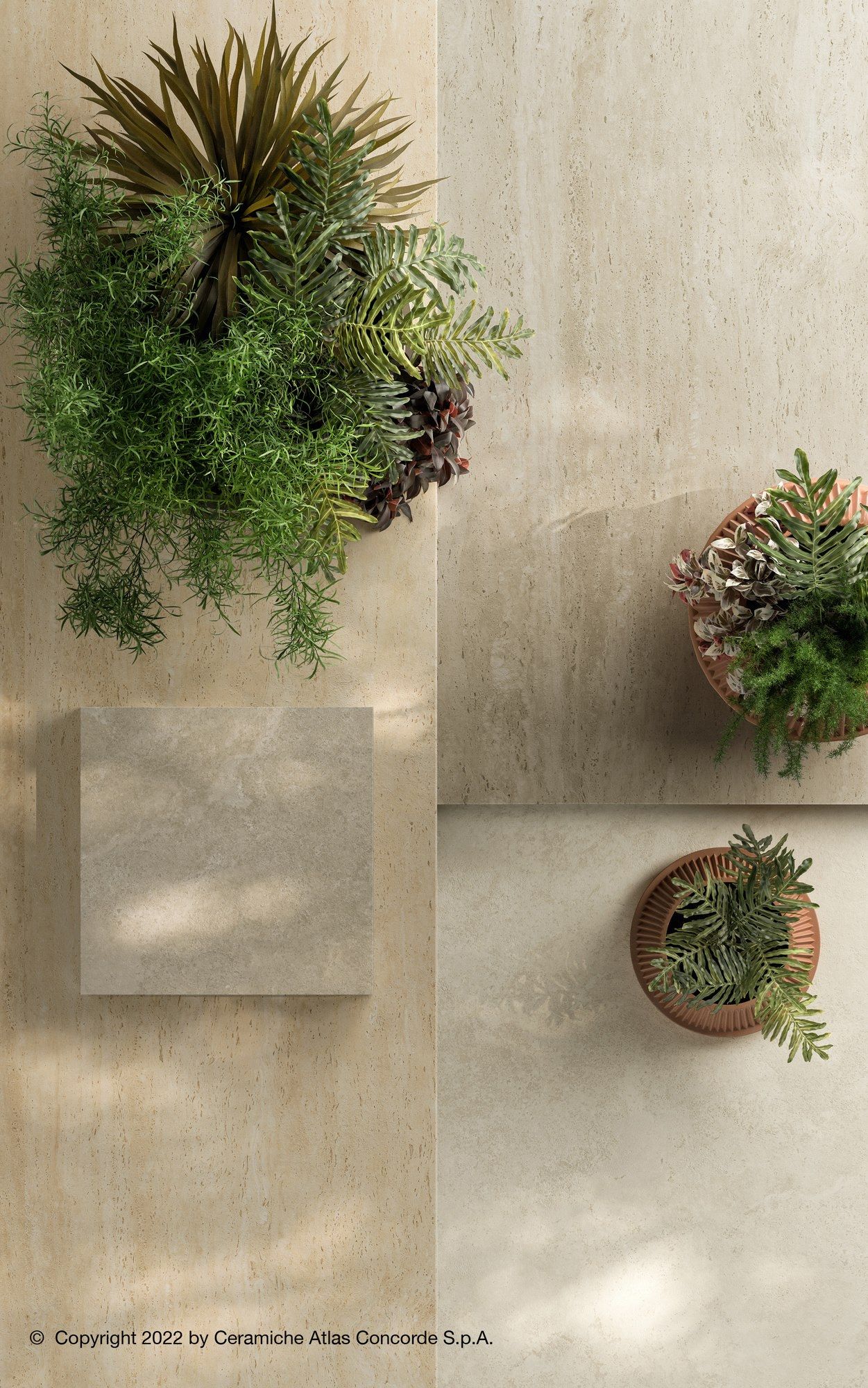 MARVEL TRAVERTINE Outdoor floor tiles Porcelain stoneware outdoor floor tiles with marble