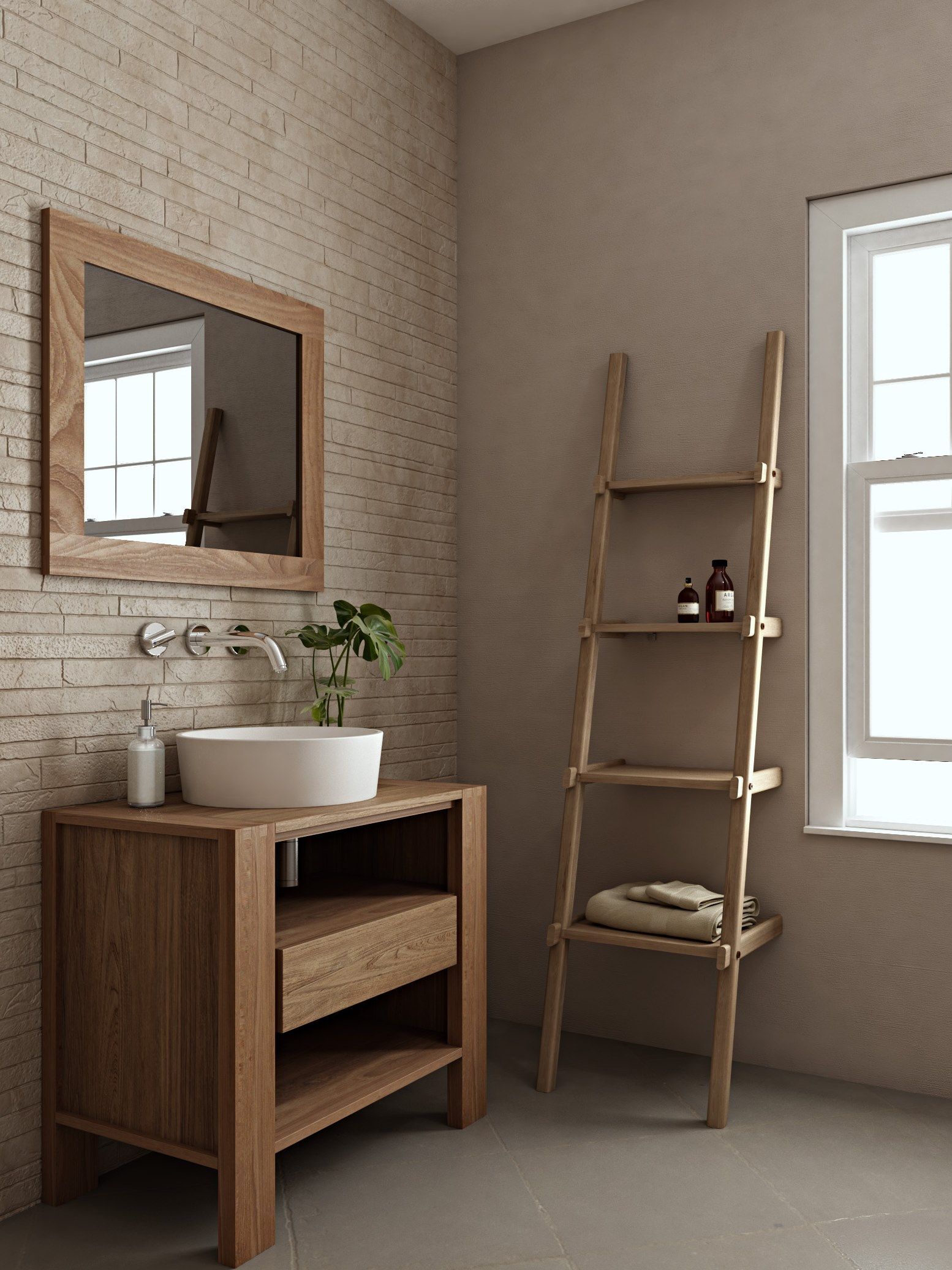 MAX | Specchio per bagno by KARPENTER - Specchio in teak - 3