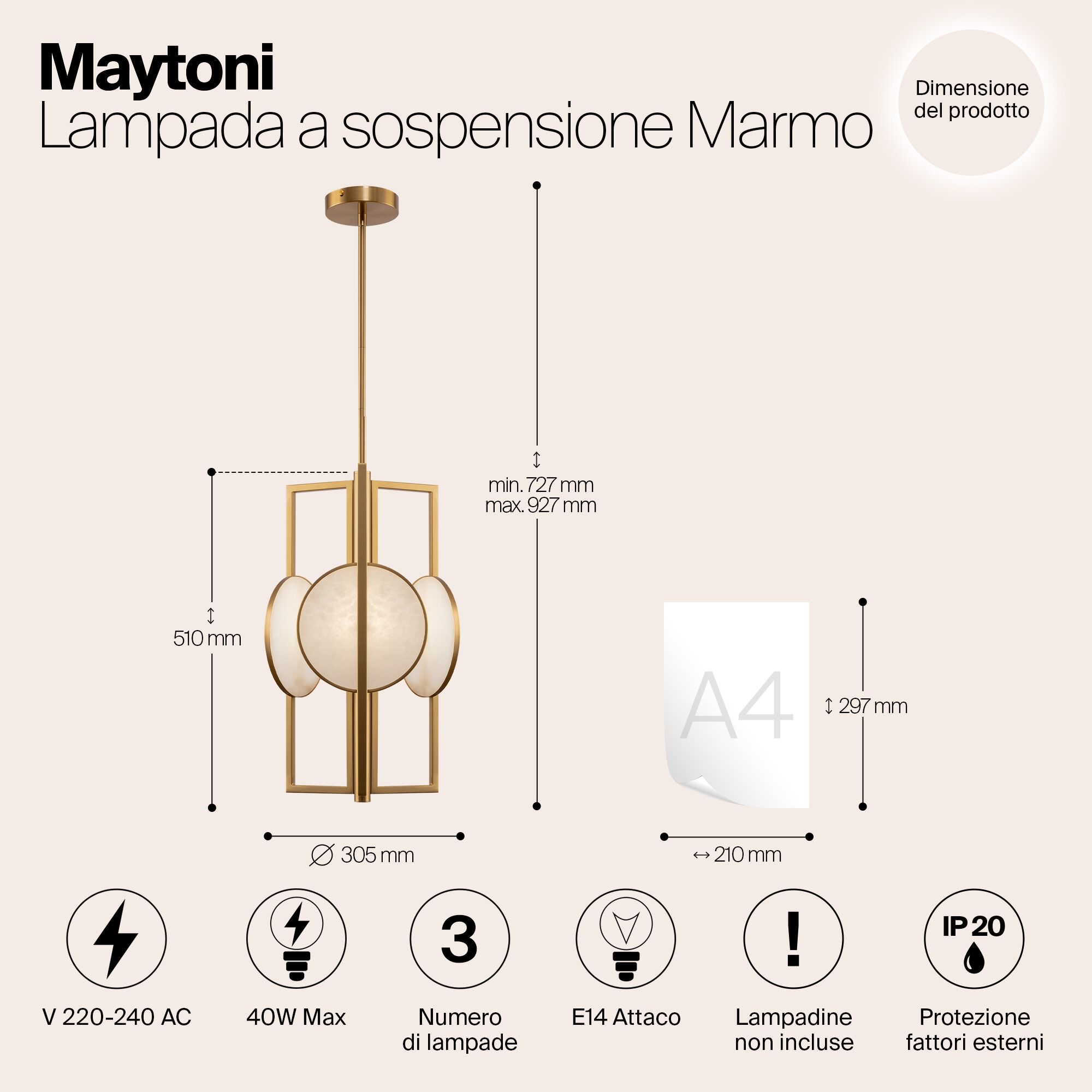MARMO Metal pendant lamp By MAYTONI