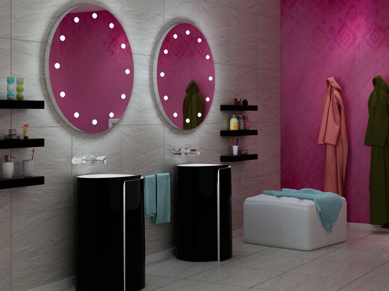 Round wallmounted mirror with integrated lighting MDE 100 By UNICA by