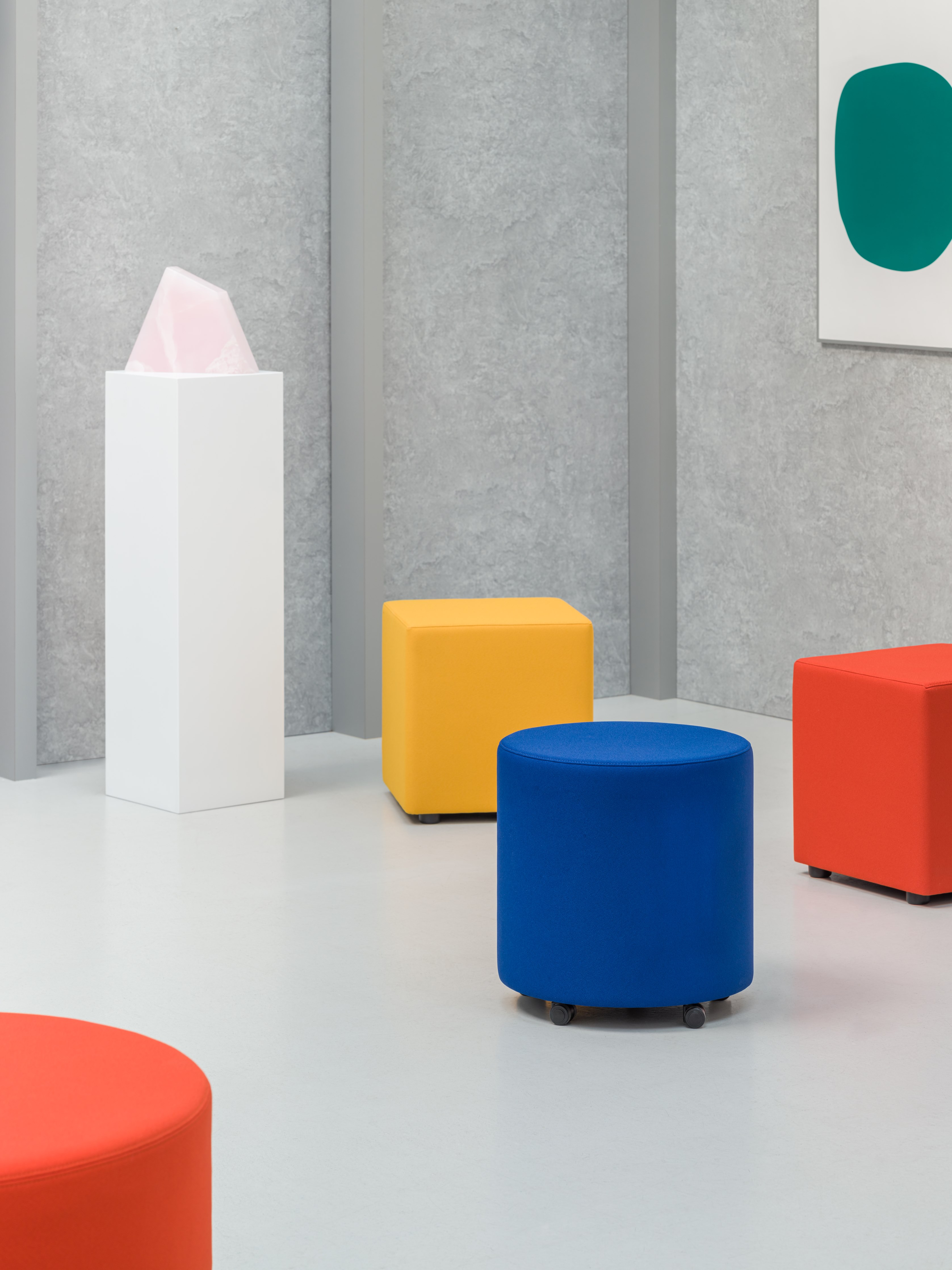 MIX Pouf imbottito modulare ovale in tessuto By MDD