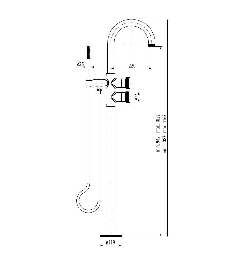 MOD+ Floor standing bathtub tap MOD+ Collection By GRAFF