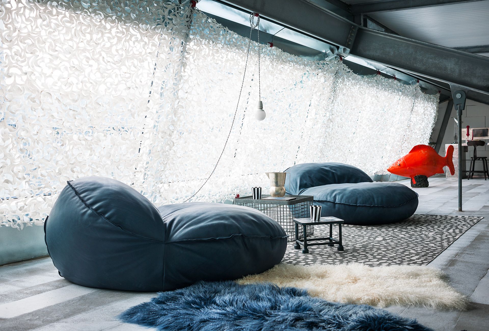 Leather bean bag MONTREAL By BAXTER design Paola Navone