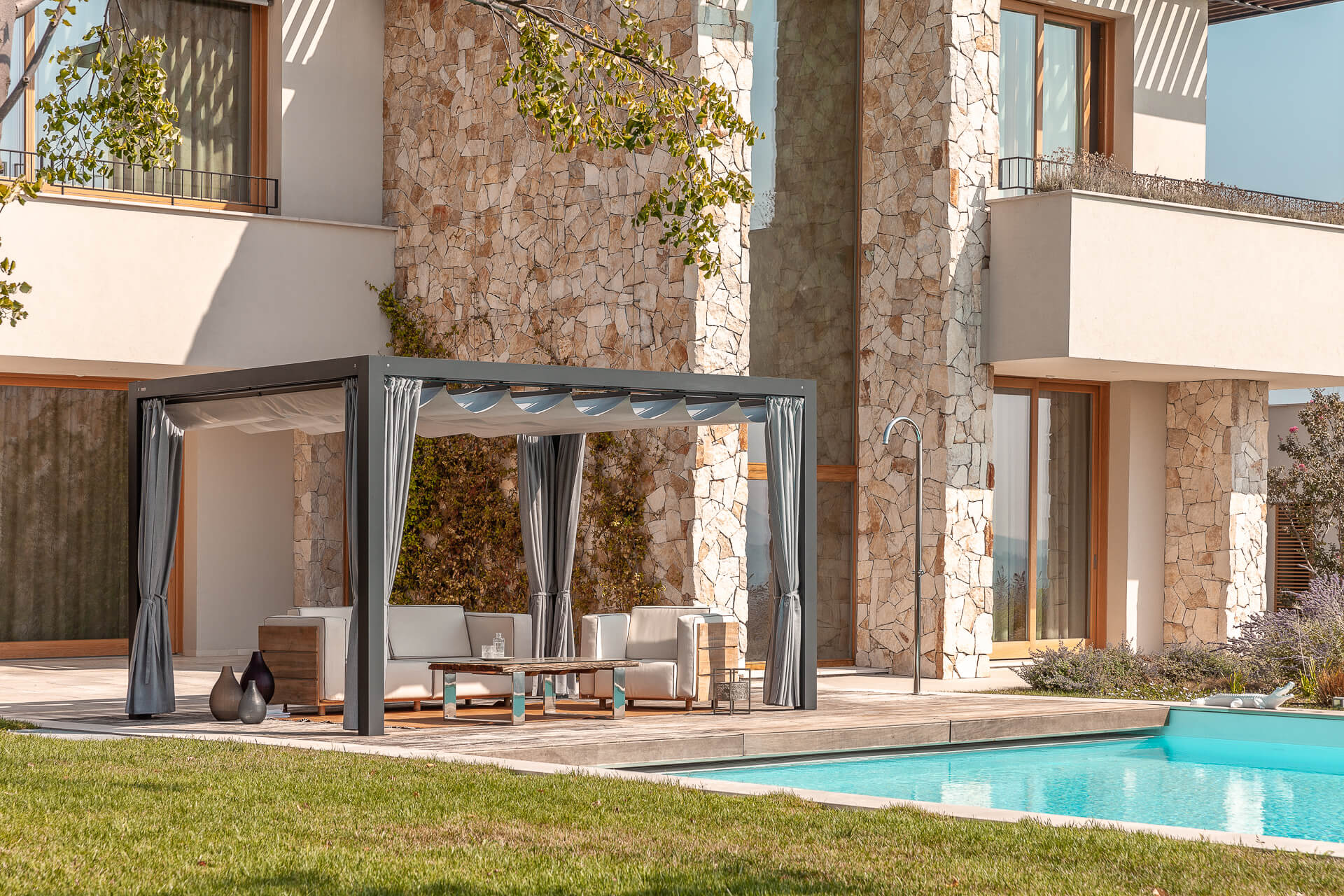 MOOD YPE Gartenpavillon aus Aluminium mit Faltdach By UNOSIDER