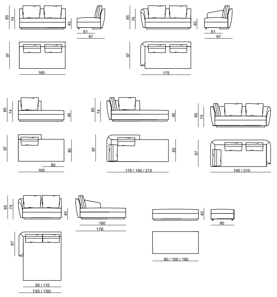 MOON Sectional sofa Moon Collection By Martínez Cardona