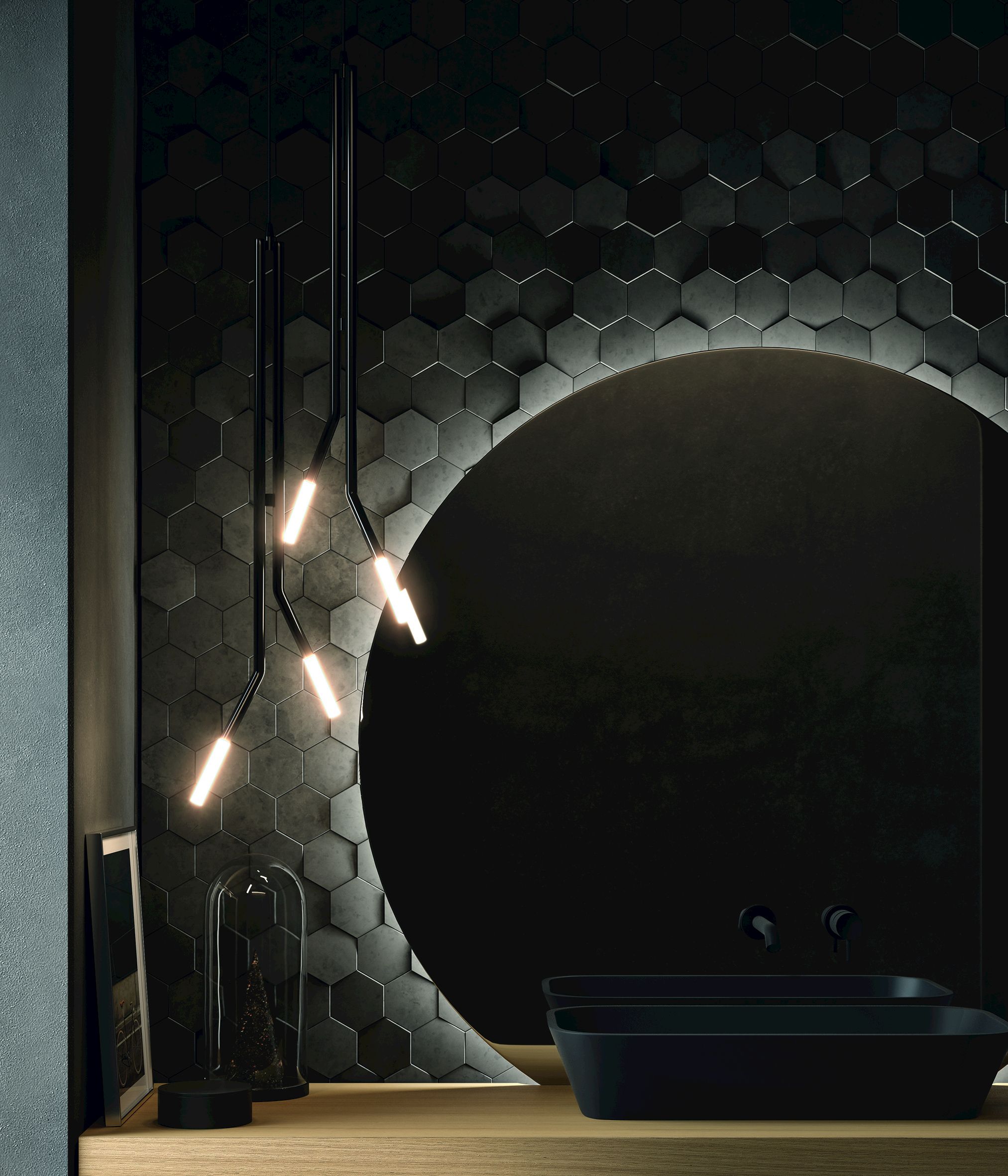 NEROLAB Wood veneer vanity unit Nerolab Collection By Cerasa