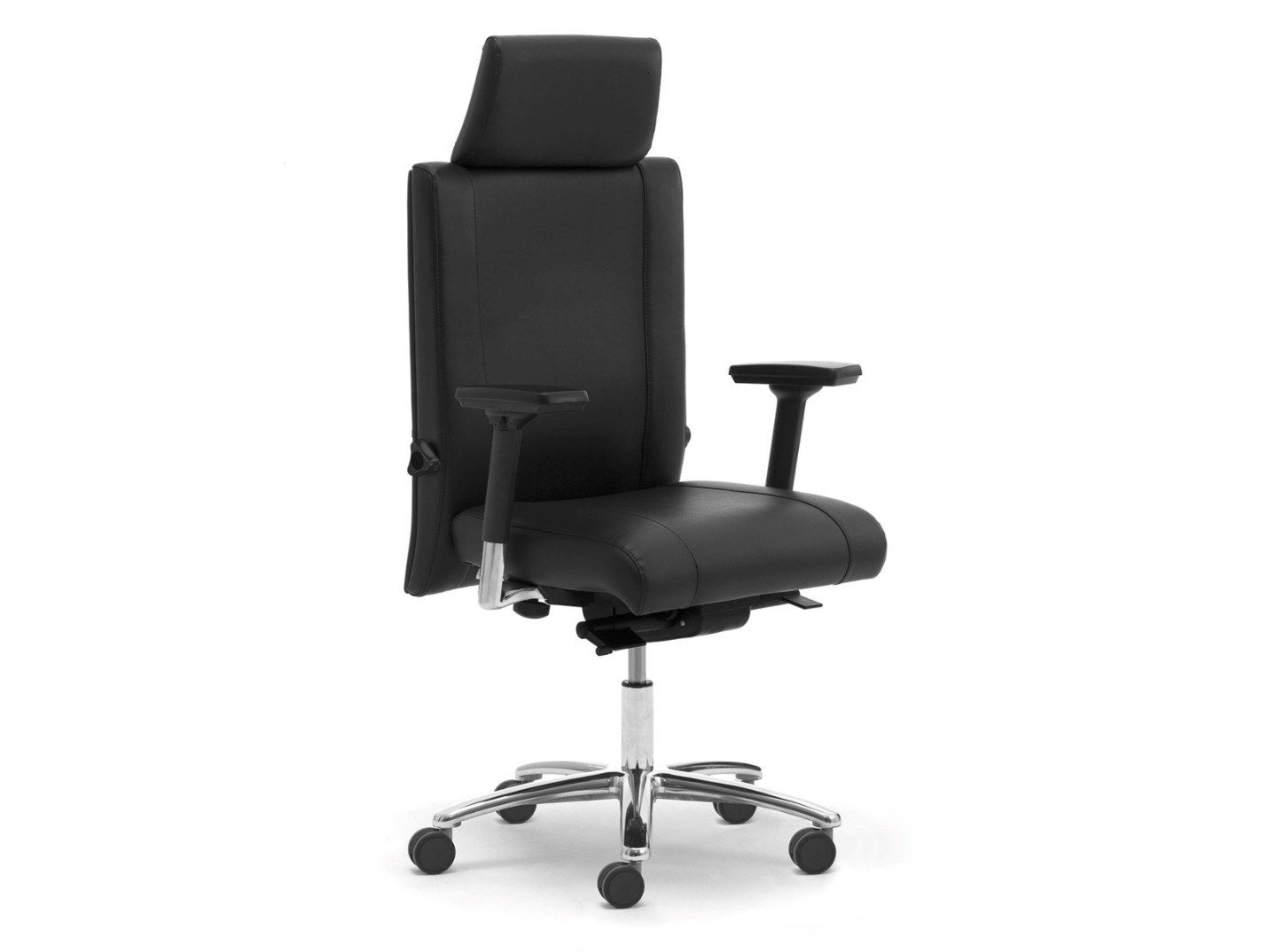 NON STOP 24H Swivel leather office chair with armrests with 5Spoke
