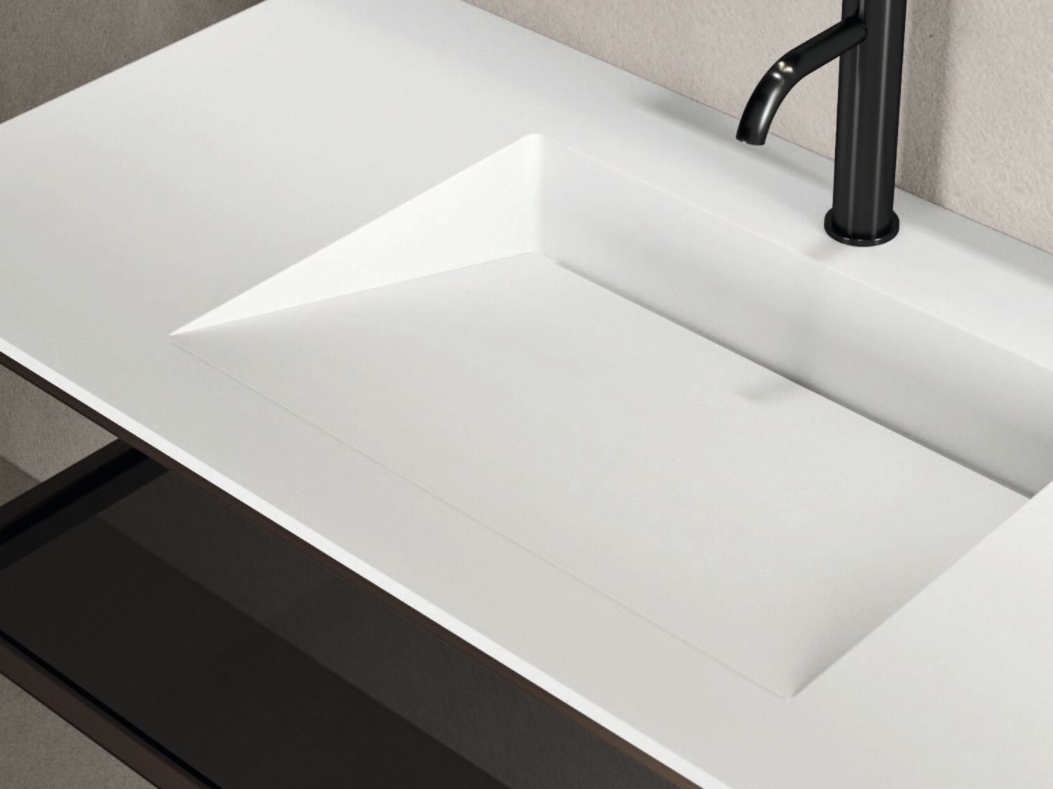 FJORD 24.09 by Noorth - Mobile lavabo sospeso in Solid Surface con cassetti - 2