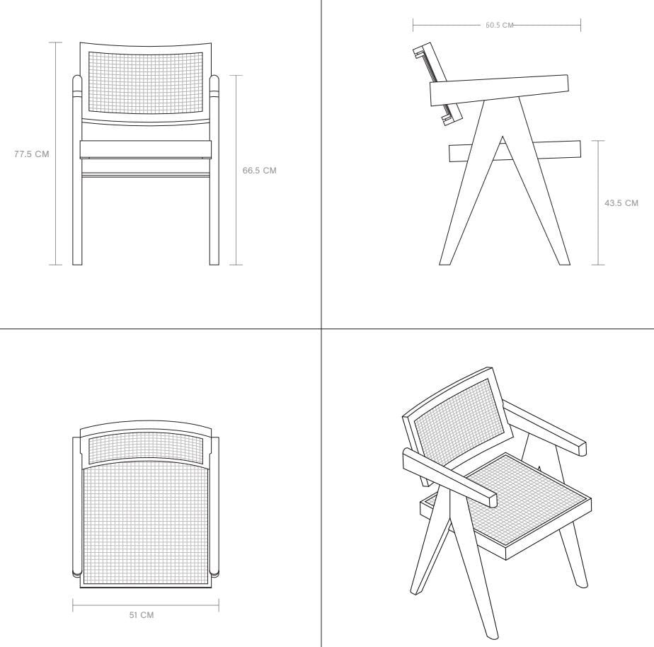OFFICE CHAIR V LEG Sedia in teak con braccioli By Phantom Hands design Chandigarh Collective
