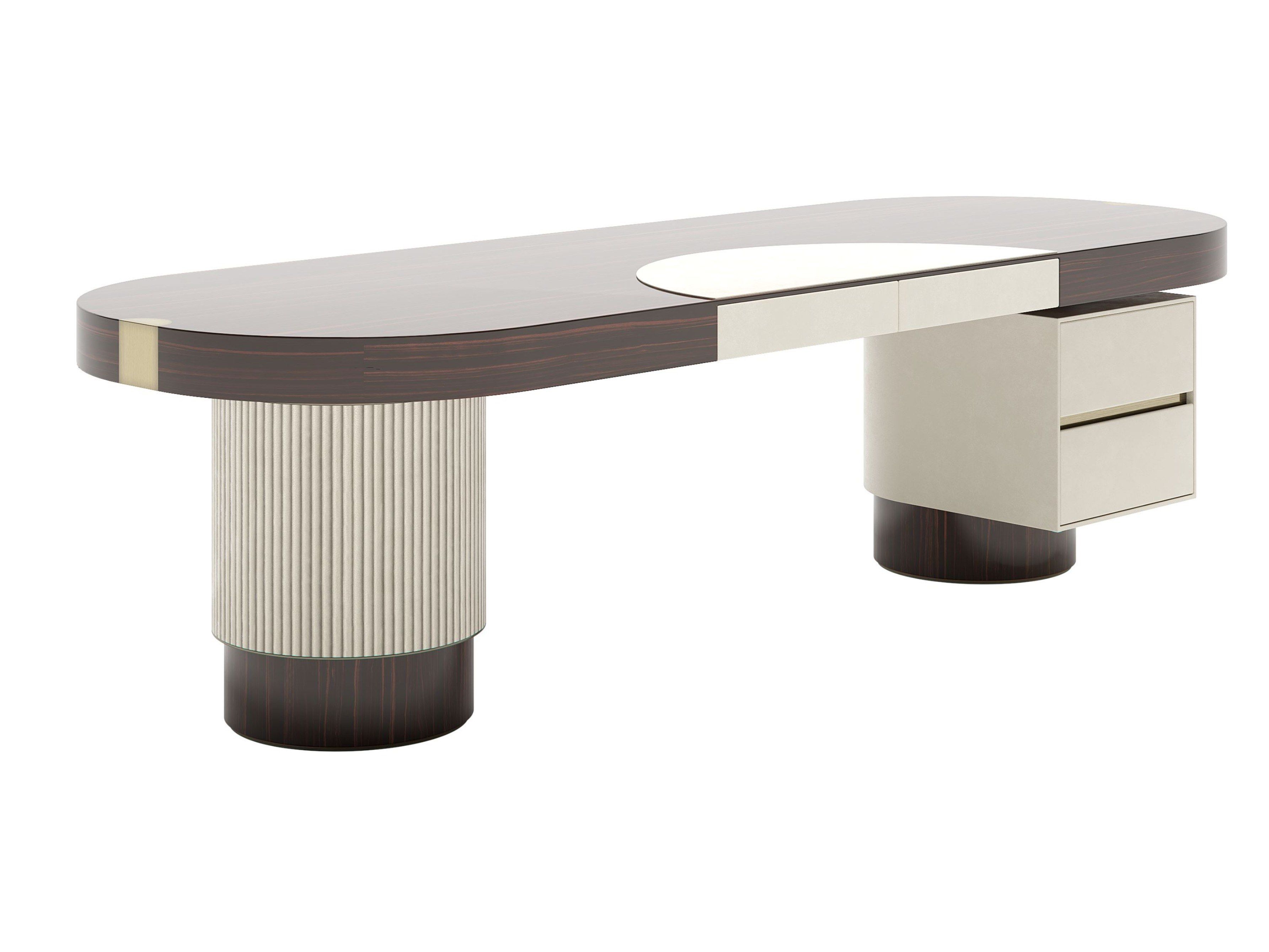 Oval wooden office desk with drawers OLIMPIA By Capital Collection