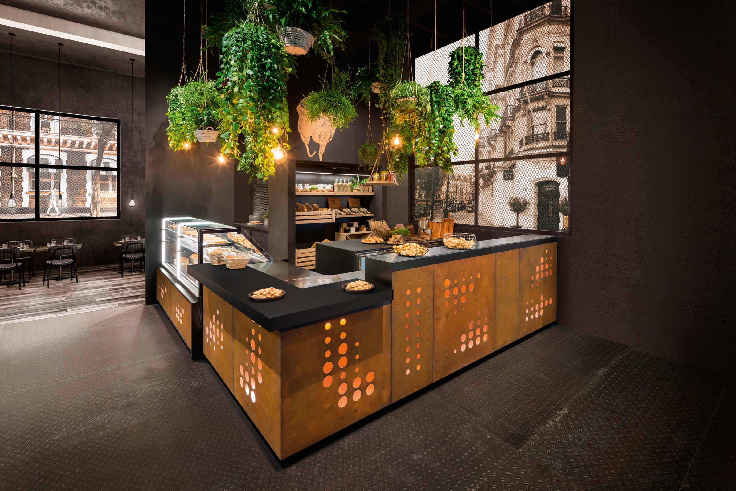OXIDE Illuminated bar counter By Frigomeccanica