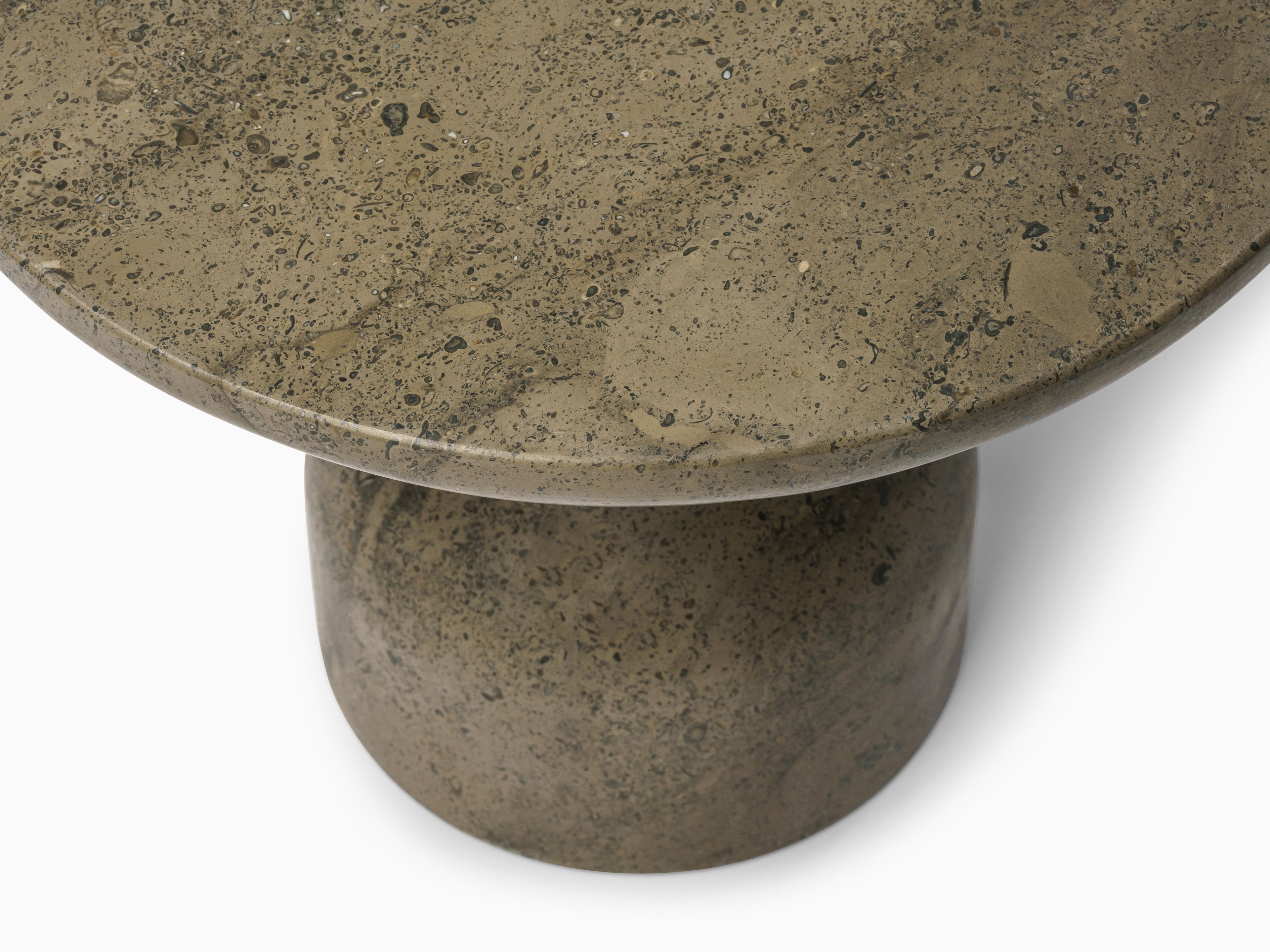 PESO Low coffee table Low round calcareous stone coffee table By MOR