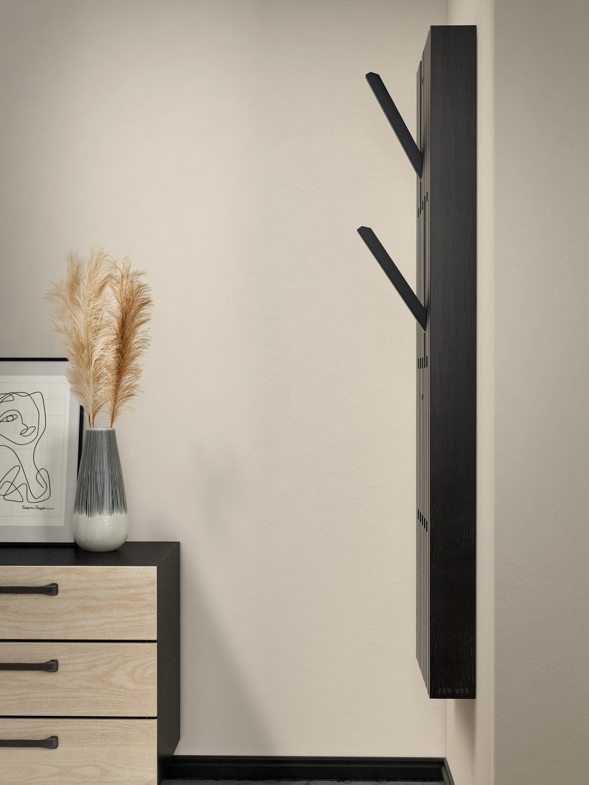 PIANO OAK TAINTED BLACK Coat rack By PER/USE