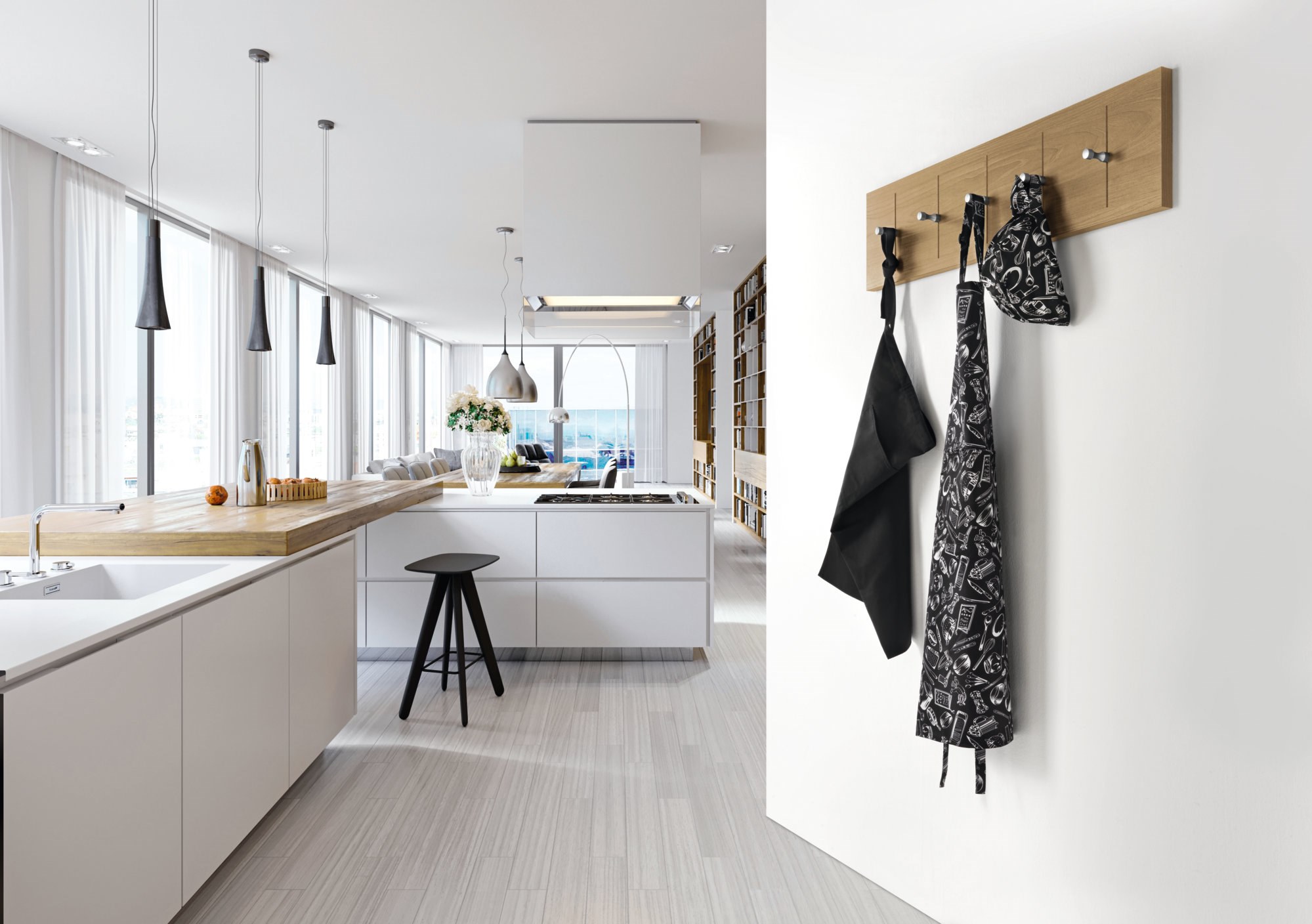 Wall-mounted wooden coat rack PIN HANG By SALICE