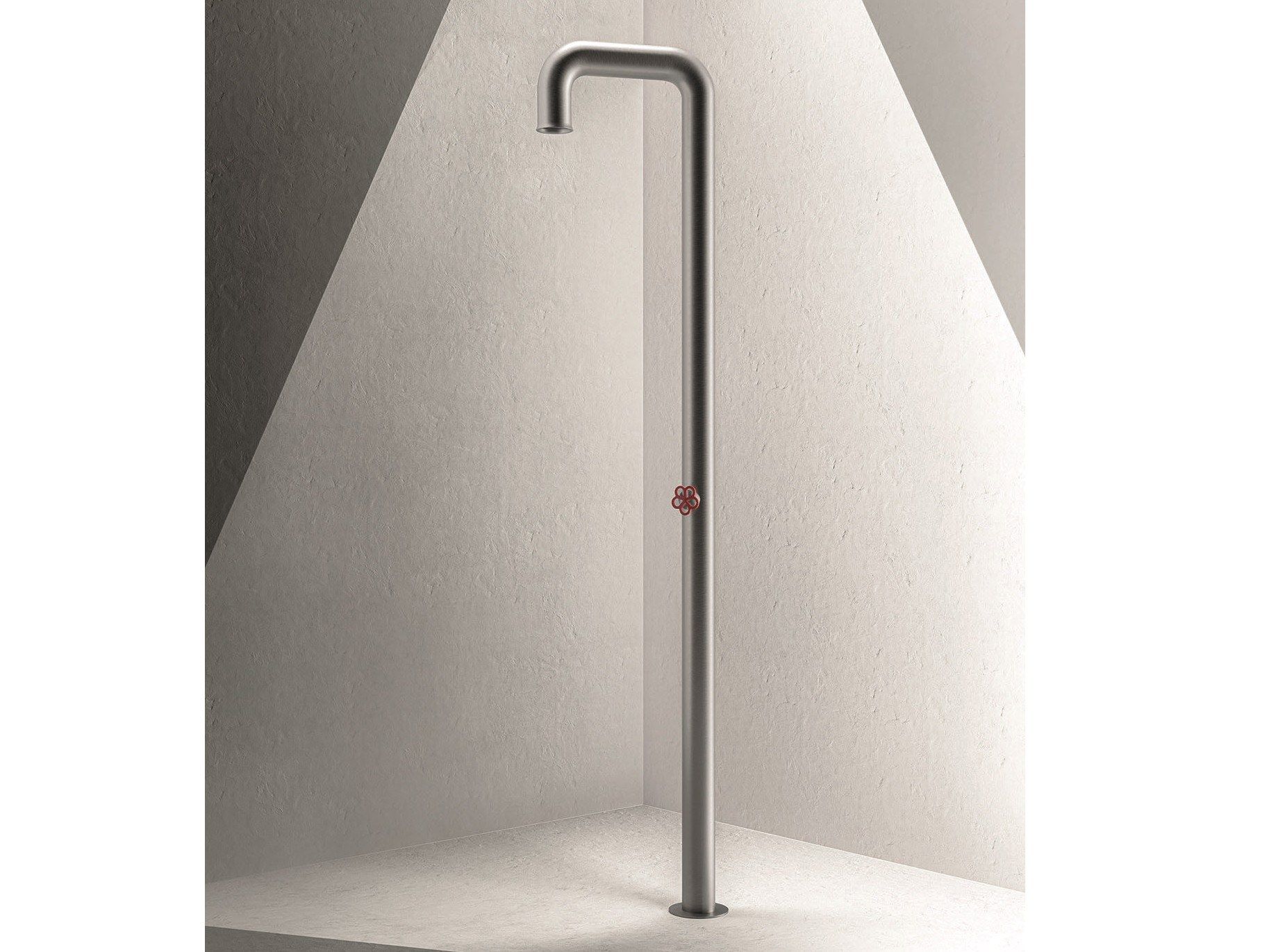 PIPE Floor standing brushed steel shower panel By Boffi design Marcel