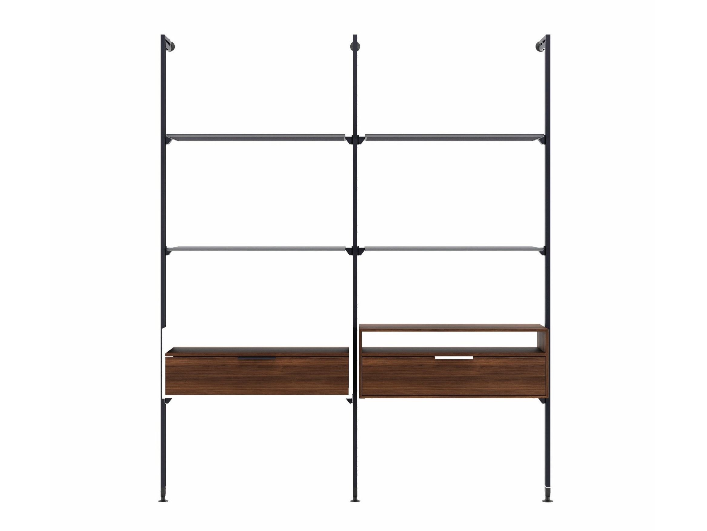 POLKA Doublesided metal bookcase with veneered drawers By Ersa