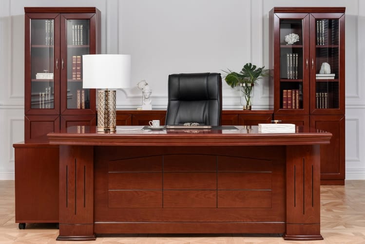 Rectangular wood veneer executive desk PRESTIGE B610 By