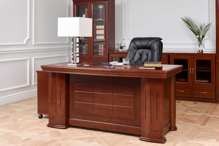 Rectangular wood veneer executive desk PRESTIGE B610 By