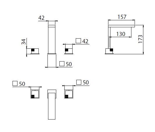Qcube QCUBE MISCELATORE LAVABO 3 VIE Robinets pour lavabo By Carimali