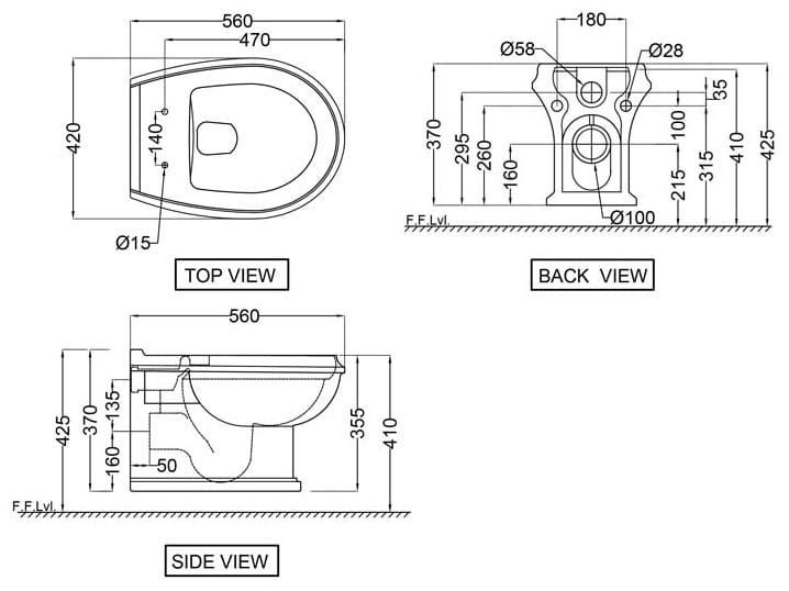 QUEEN'S PRIME Rimless Floor mounted ceramic toilet By Jaquar