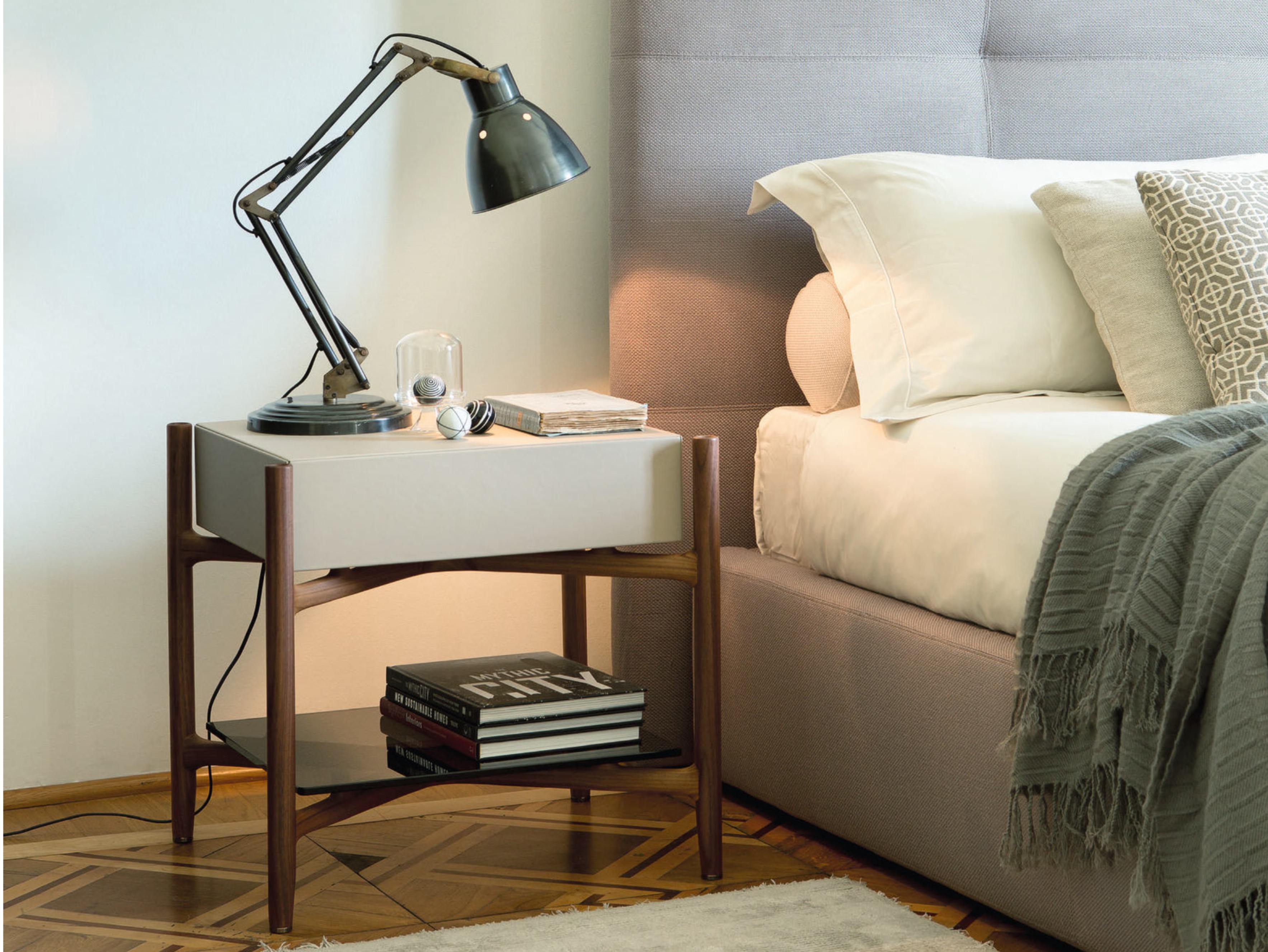 REGENT | Leather bedside table Rectangular leather bedside table By ...