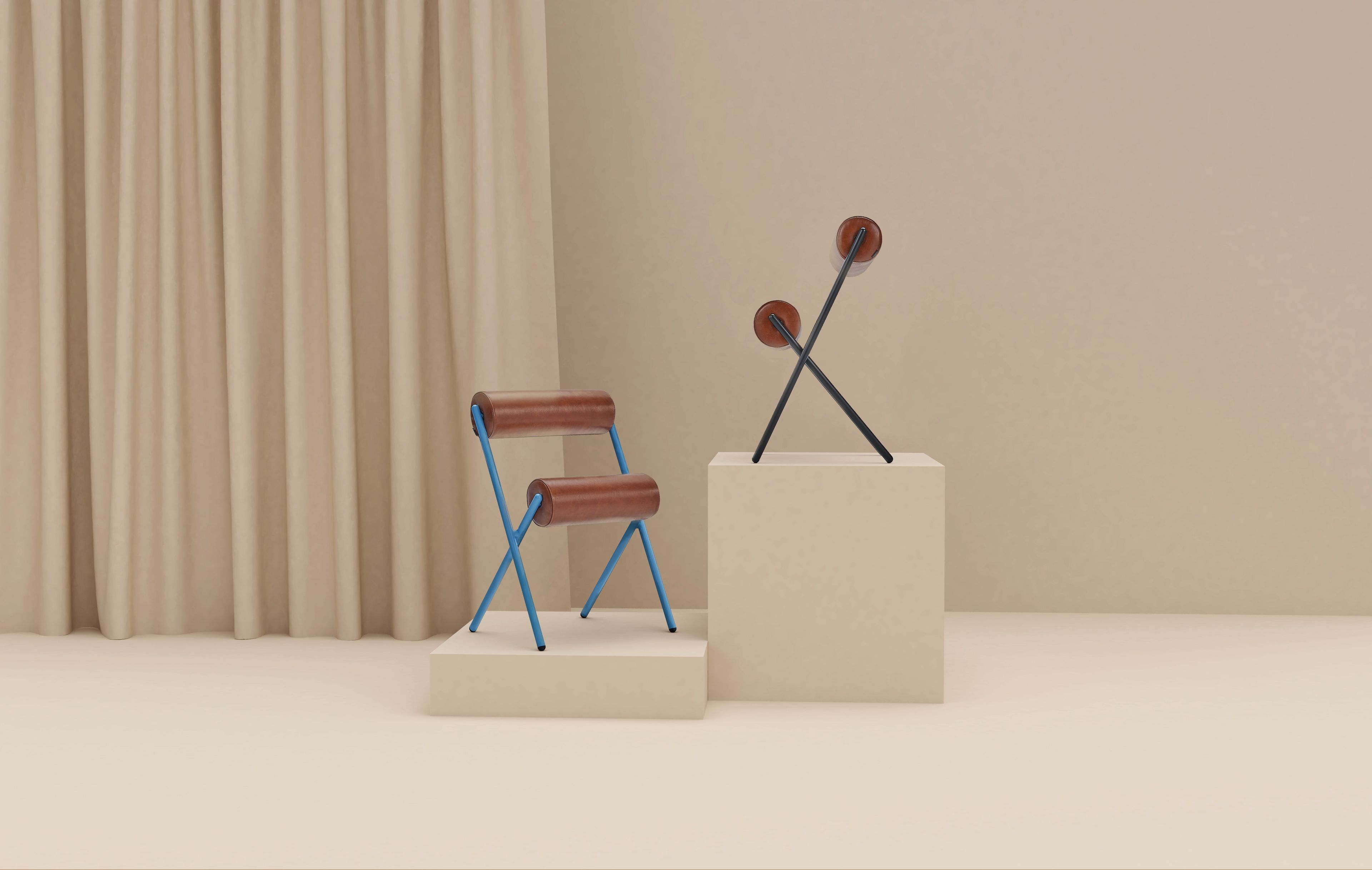 ROLL by Sancal - Sedia con cuscini cilindrici in pelle - 14