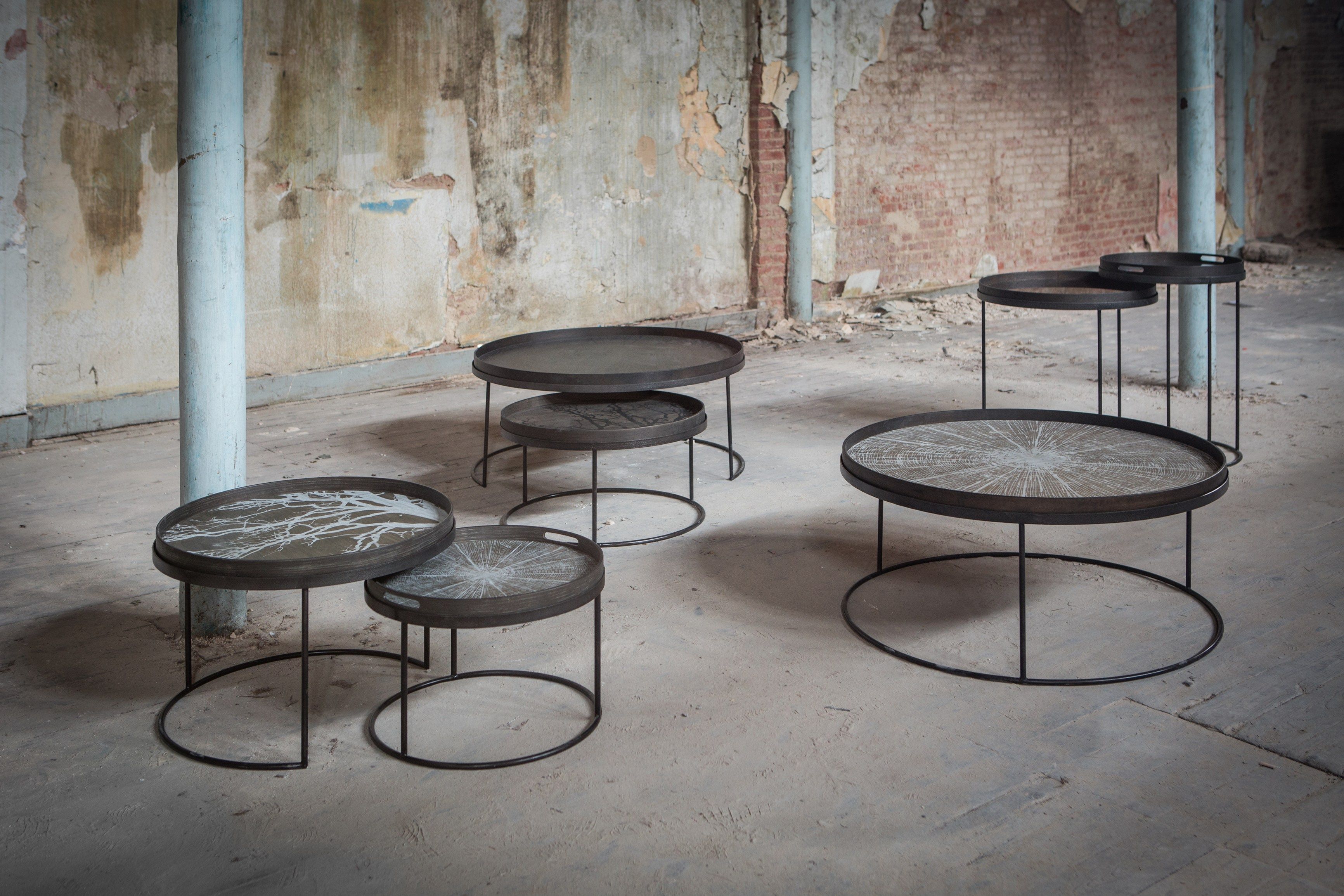 Round coffee table with tray ROUND TRAY TABLE SET LOW XL By Notre Monde