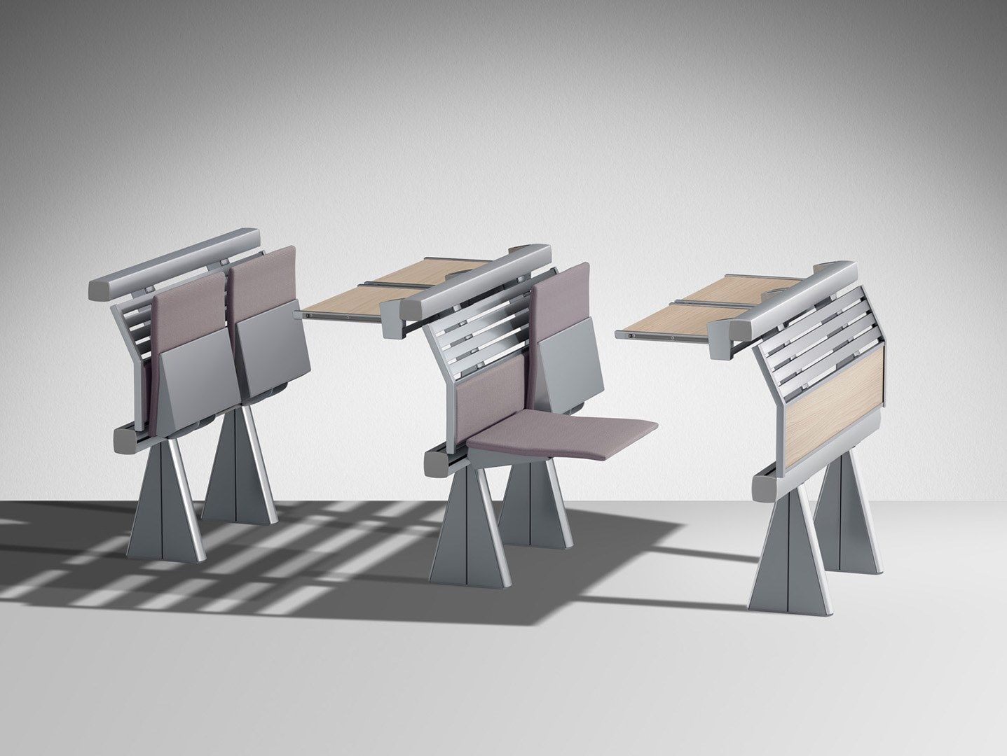 Bench desk with integrated chairs RUNNER By LAMM design Lucci Orlandini
