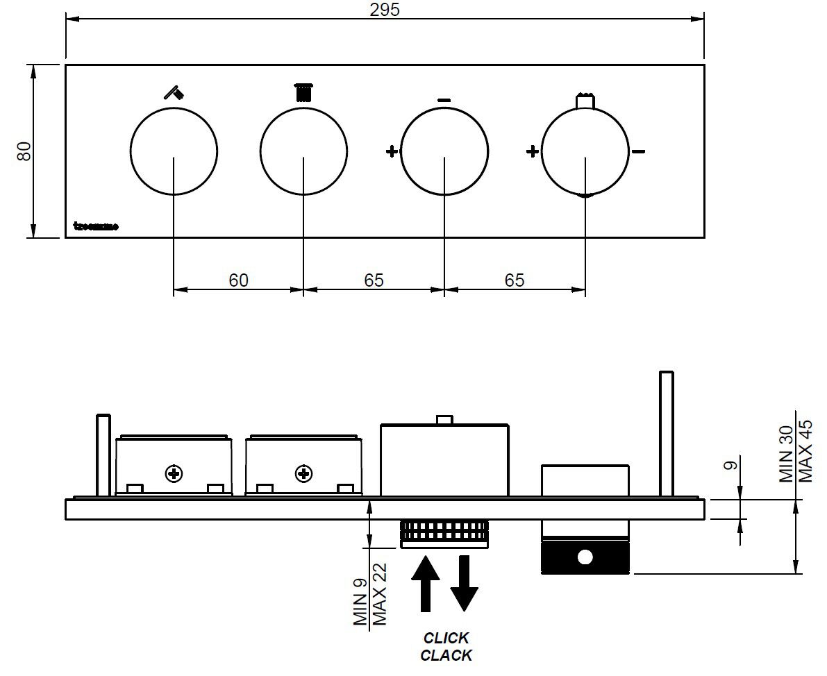 Dimensioni W-TOUCH RWIT 1B89 / 2BF6
