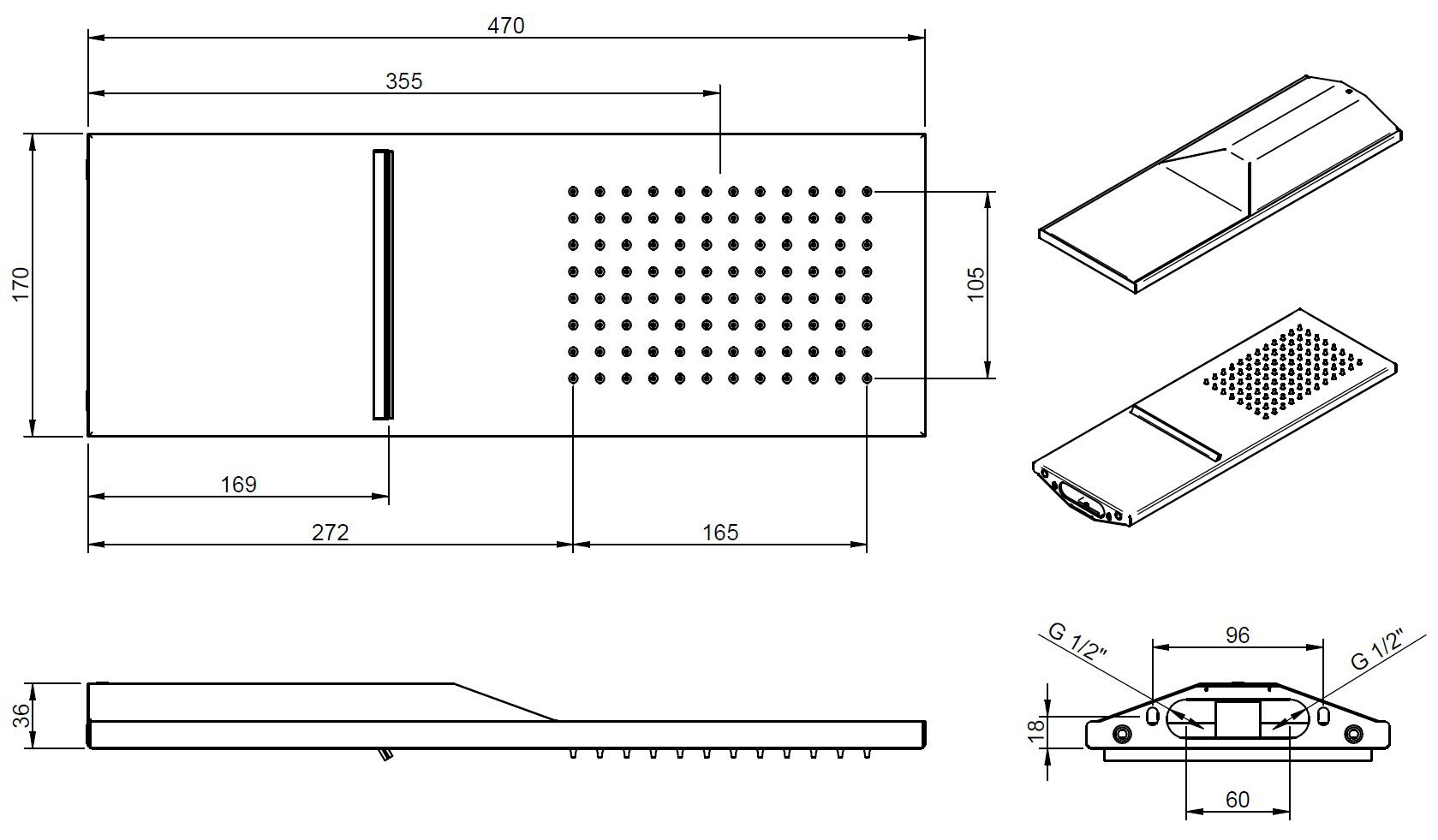 Dimensioni W-TOUCH RWIT 1B98 / RTBR