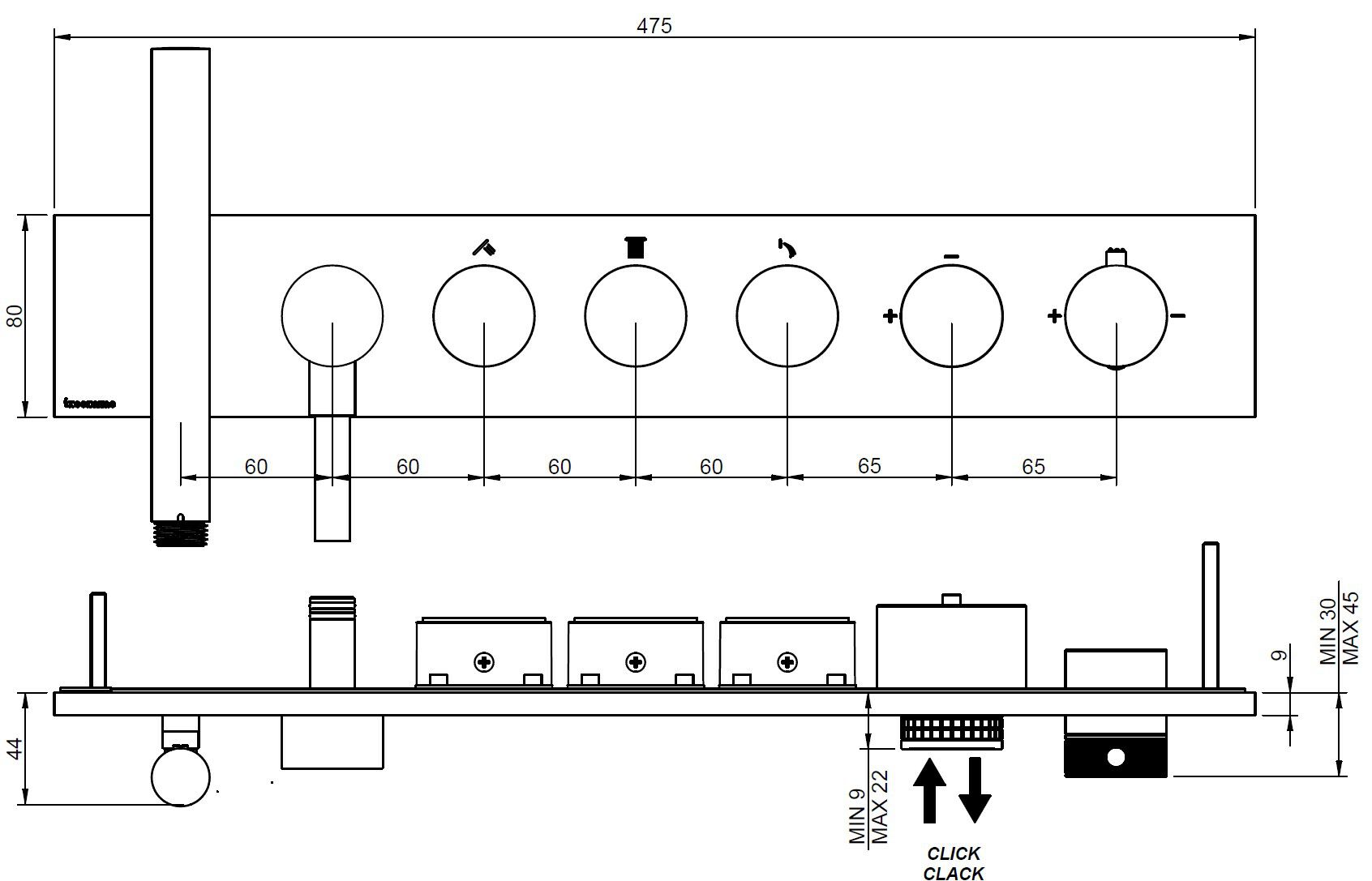 Dimensioni W-TOUCH RWIT 1B98 / RTBR