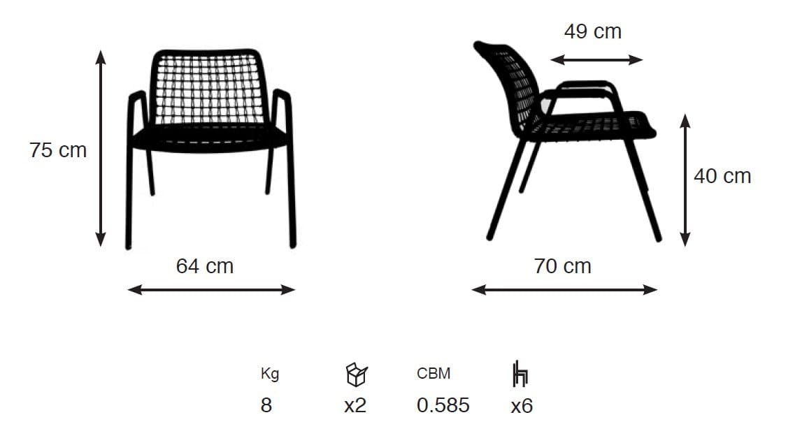 SAILOR Stackable nautical rope armchair By Tonon design Guggenbichler