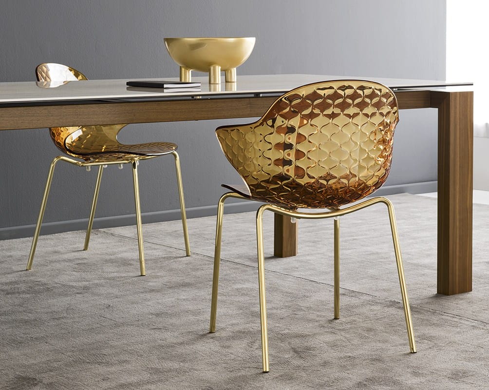 SAINT TROPEZ Chair Stackable polycarbonate chair with armrests By