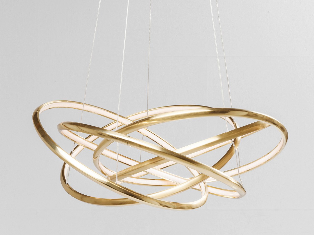 LED powder coated aluminium pendant lamp SATURN LED GOLD BIG By KARE Design