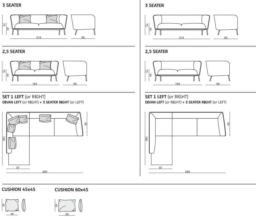 Fabric Sofa With Chaise Longue Selma Sofa With Chaise Longue Sits within chaise longue dimensions pertaining to Your home