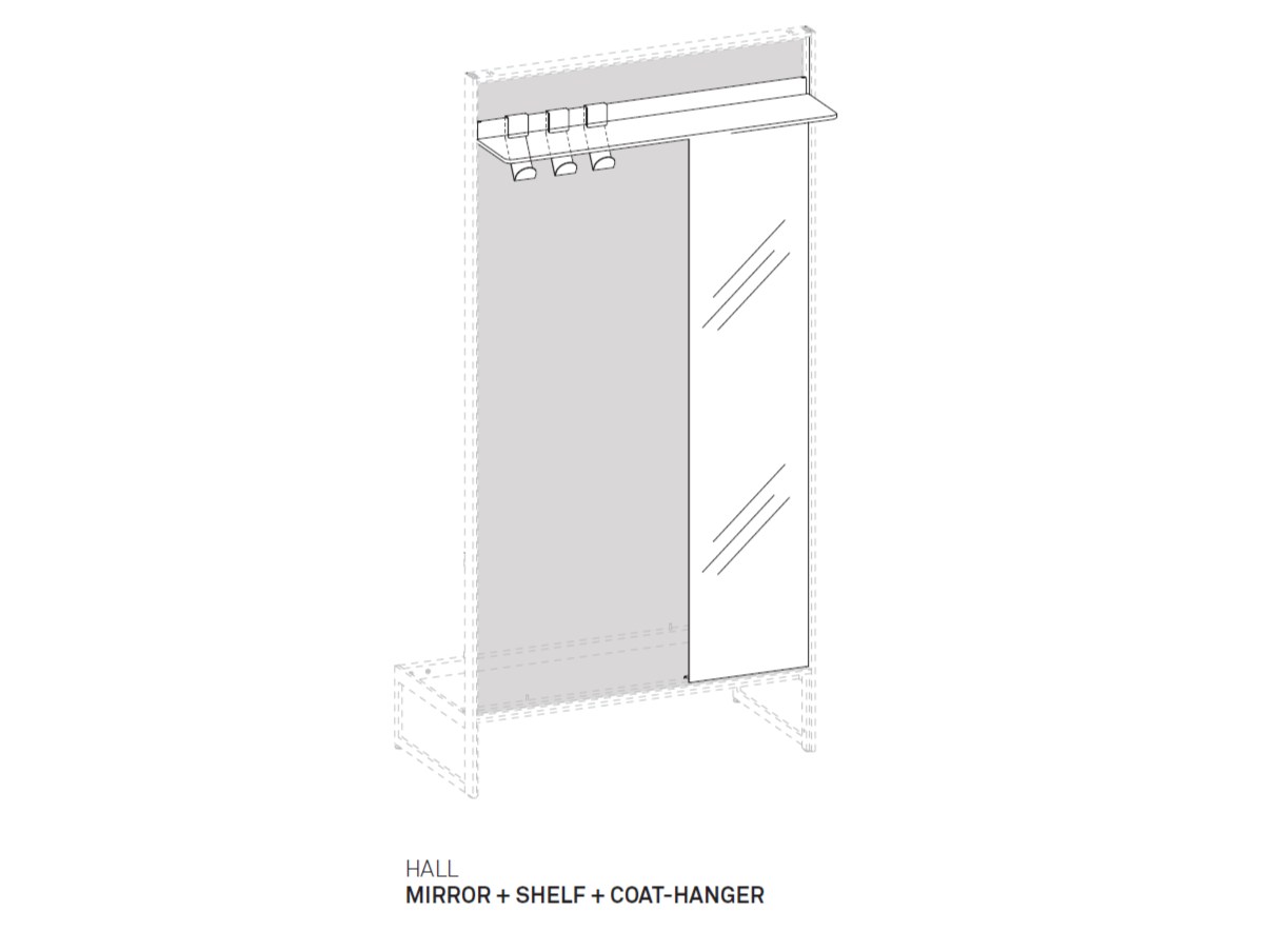 Walnut coat rack with doors SIDEVIEW | Walnut coat rack Sideview ...