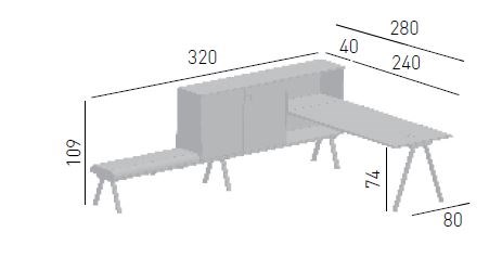 WORKSTATION 2027 BENCH Sistema 2027 Collection By GABER