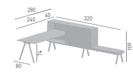 WORKSTATION 2027 BENCH Sistema 2027 Collection By GABER