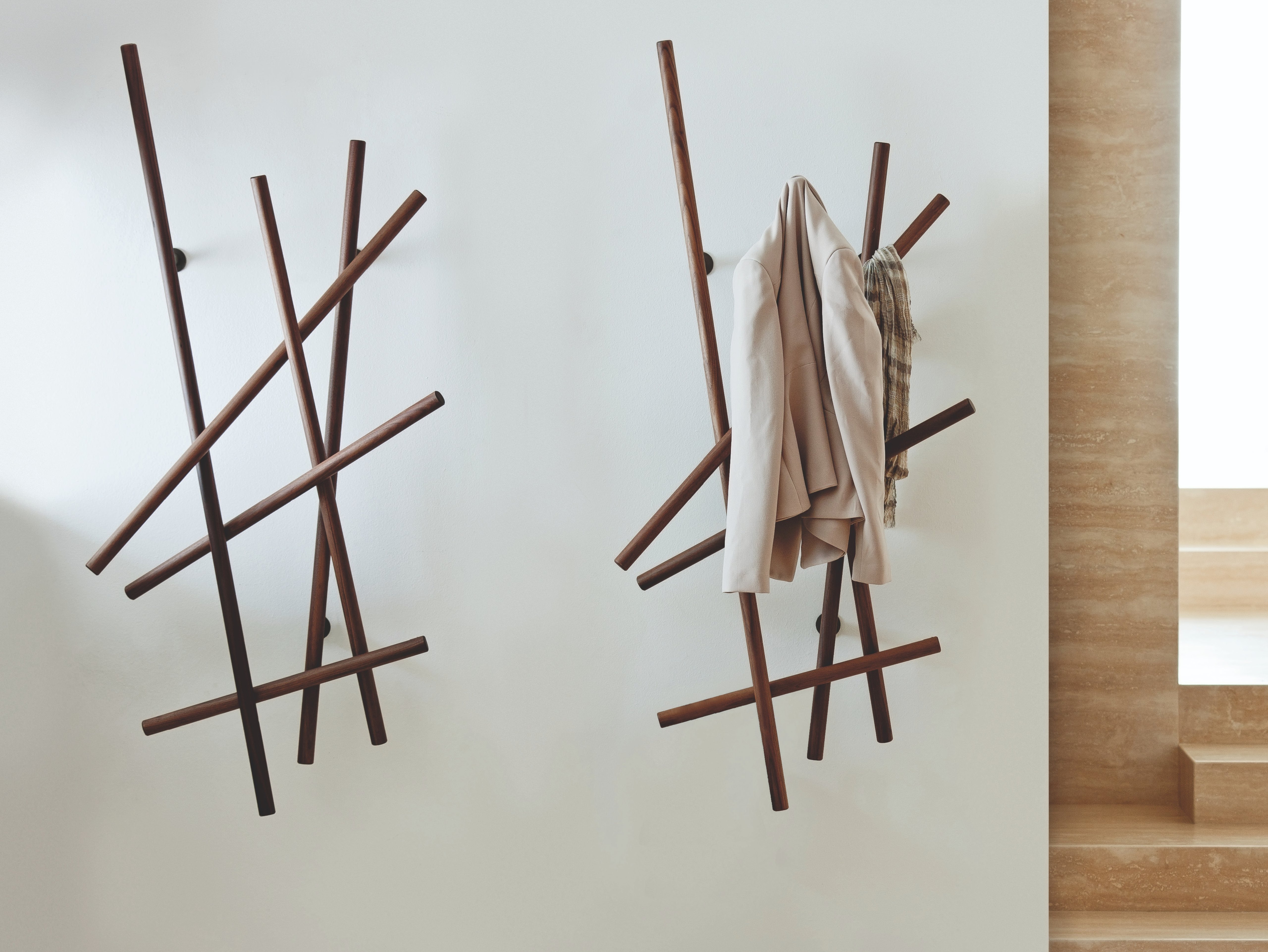 SKETCH Wall-mounted walnut coat rack By Porada | design Dainelli Studio